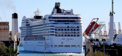 MSC Musica  leaving the port for Marseille.