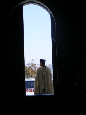 A guard outside King Hussan's monument in Rabat, Morocco.