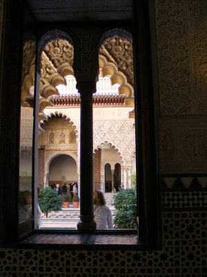 Into a courtyard in Seville, Spain