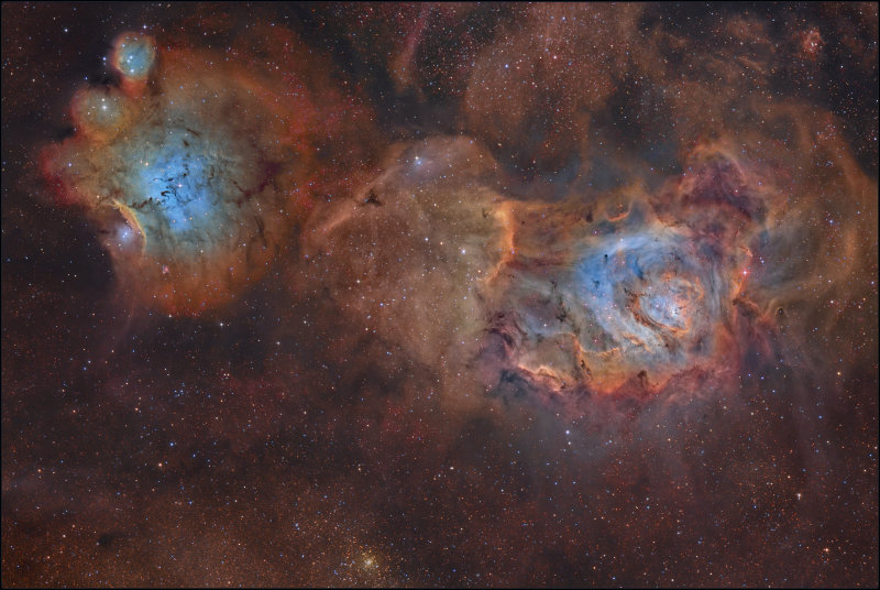 Messier 8 and friends in Hubble color mapping