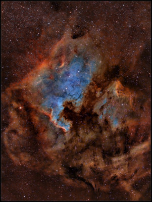 The North America and Pelican nebulae Hubble mapping