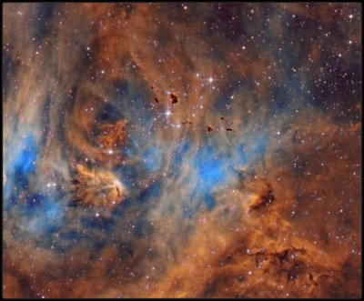 A closer look of the  Bok globules in the Running chicken nebula