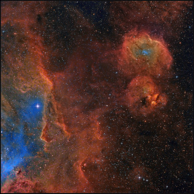 The Running Chicken WING (IC 2944) - Hubble color mapping