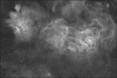 Messier 8 wide field Hydrogen Alpha image only
