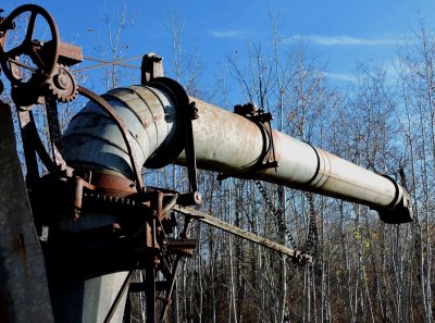 Thresher chute and a fall sky  October 18th 2015