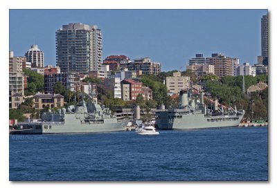 HMAS Stuart and HMAS Tobruk at Garden Island 