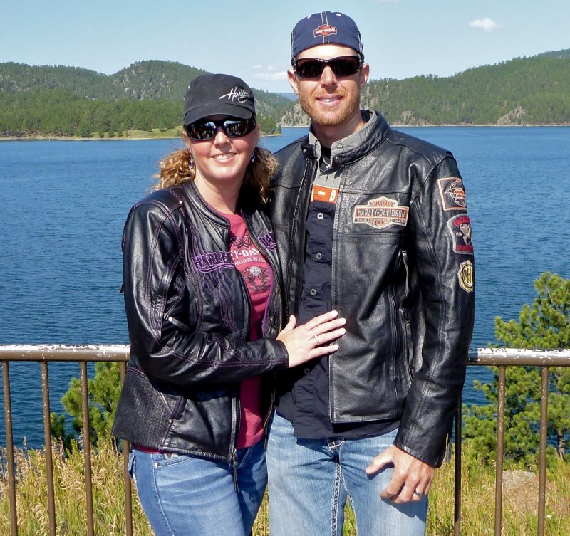 Leathered up by the lake
