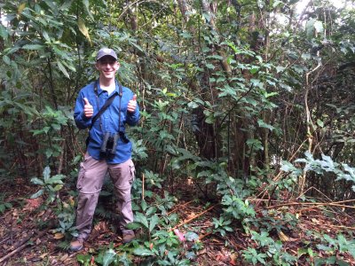 Maricao State Forest, happy after seeing the Elfin-woods Warbler