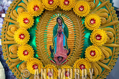 Wax candle of Our Lady of Guadalupe