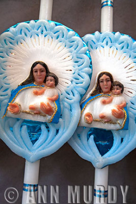 Wax candles with Madonna and Child
