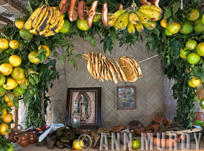 Altar with hanging tortillas