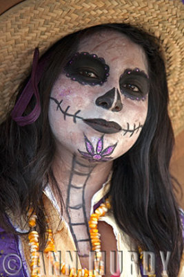 Calavera with corn seed necklace