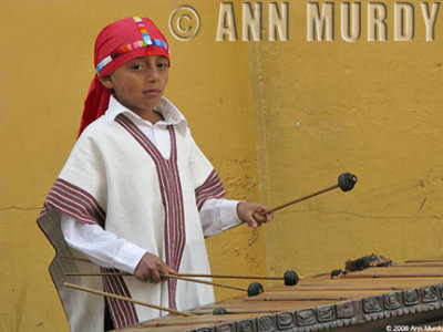 Boy playing marimba