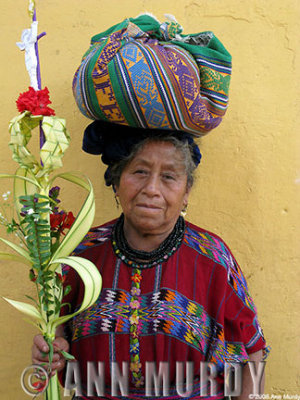 Lady with palm weaving