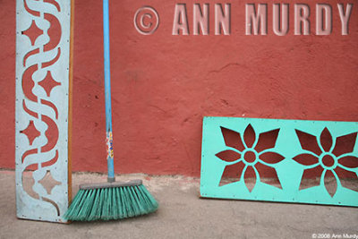 Stencils and broom