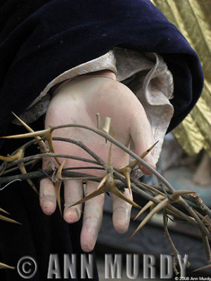 Holding crown of thorns