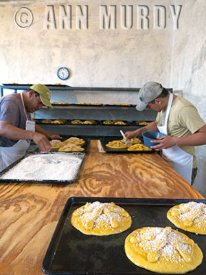 Preparing the hojaldras bread