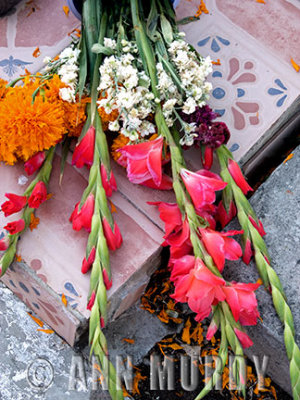 Flowers over tomb