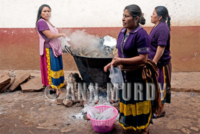 Steaming the tamales