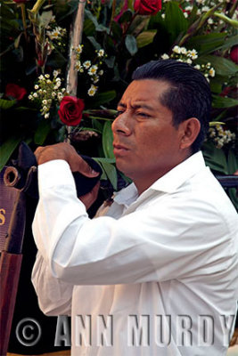 Man carrying processional float