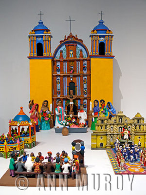 Church with nativity scene by Gullermina Aguilar of Oaxaca