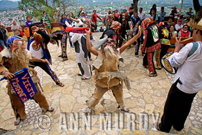 Dancers from Acatln Osorio outside capilla