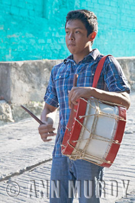 Drummer outside La Casa del Patron