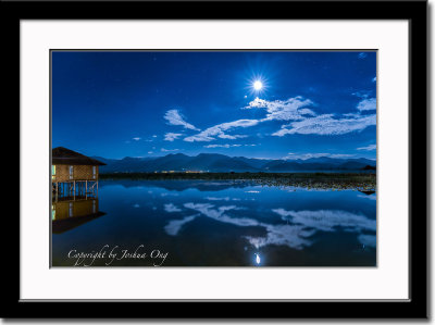Moonlit scenery at Inle Lake