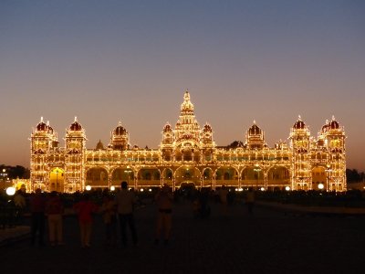 They only light up Mysore Palace on a Sunday.  Lucky us!