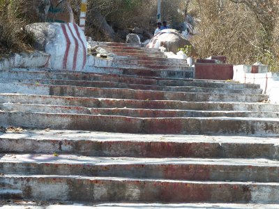 Steps painted by pilgrims