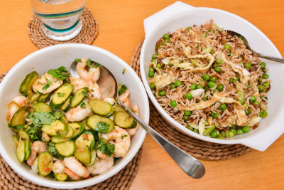 Stir-Fried Prawns & Courgettes with Fried Rice