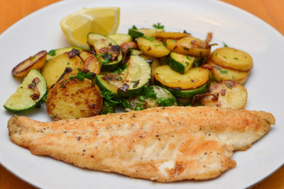 Sea Bass with Vegetable Sauté