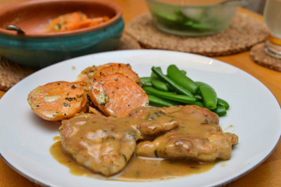 Chicken with Sweet Potato Gratin.