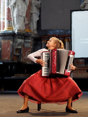 Girl at accordion festival in Vilnius Aug 2014