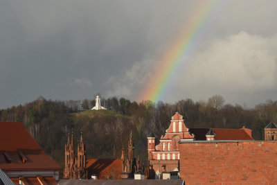 Rainbow over St. Anne's Church (late Gothic) and Bernardine Church, Vilnius