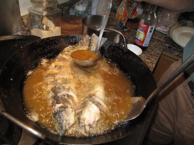 Frying catfish