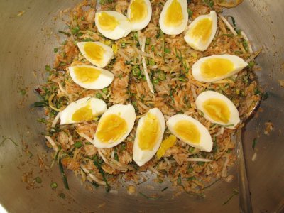 Southern-Style Rice Salad with Assorted Vegetables and Aromatic Herbs, Toasted Coconut and Boodoo Dressing (Kao Yam Bpak Dtai)