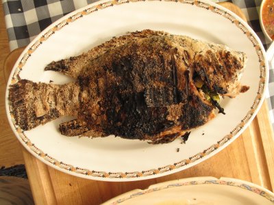 Grilled salt-encrusted fish