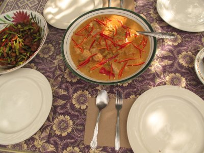 Long beans and pork; Gkaeng Awm Curry with Catfishfish and Bitter Melon