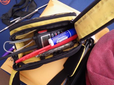 Contents of Ashley's waist pack: VHF, ceramic knife, etc. 2014_10_18_ISAF_Survival _045.jpg