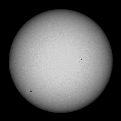 September 18, 2013 23:35 GMT 16:35 Local Solar Continuum Filter improved the poor seeing. Not much change during day.