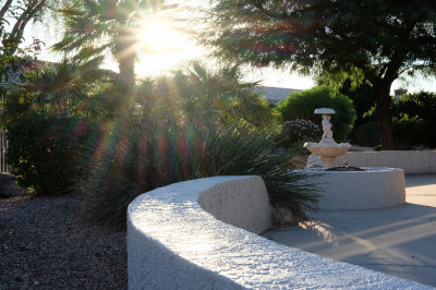 Fountain and Sunset