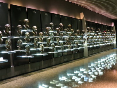 Section of wall of bronze heads of HOFers