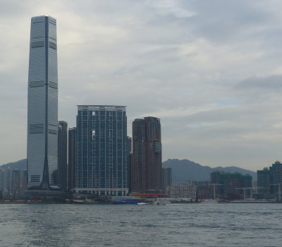 Kowloon, Hong Kong,  Ritz Carlton Hotel on left