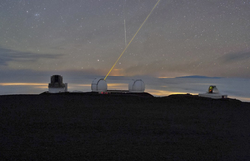 Keck laser and meteor trail at Mauna Kea, Hawaii for October