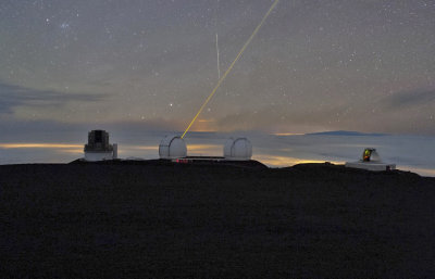 Keck laser and meteor trail at Mauna Kea, Hawaii for October