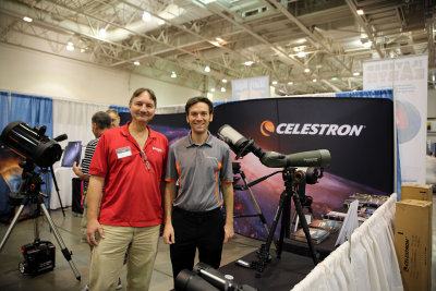 Michael from Astronomy Magazine visiting Brian at Celestron