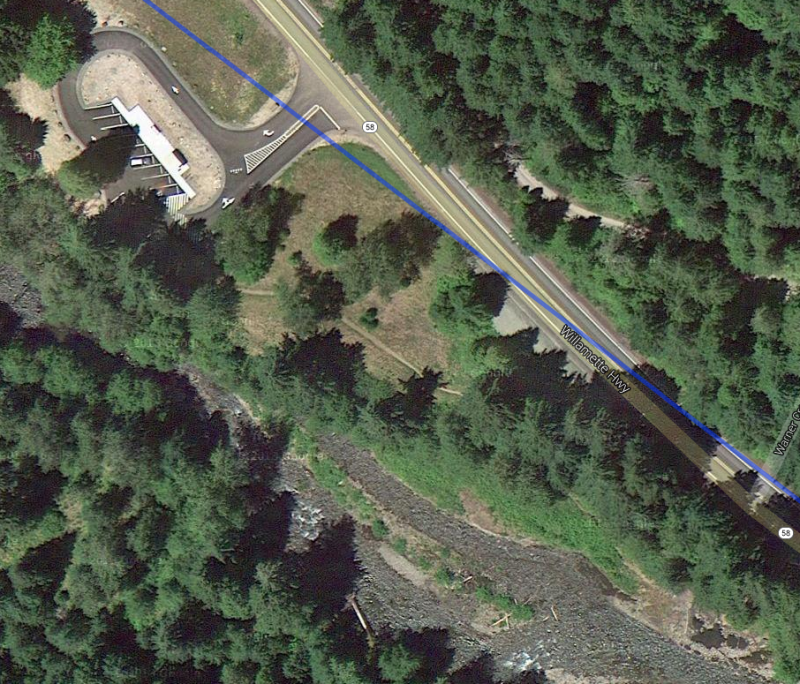 Satellite image of parking lot, springs