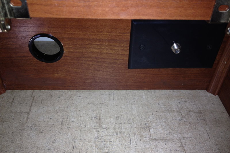 Satellite input cable in entertainment cabinet