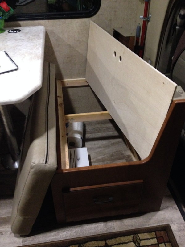Removed drawers under dinette seats; improved access to full space underneath